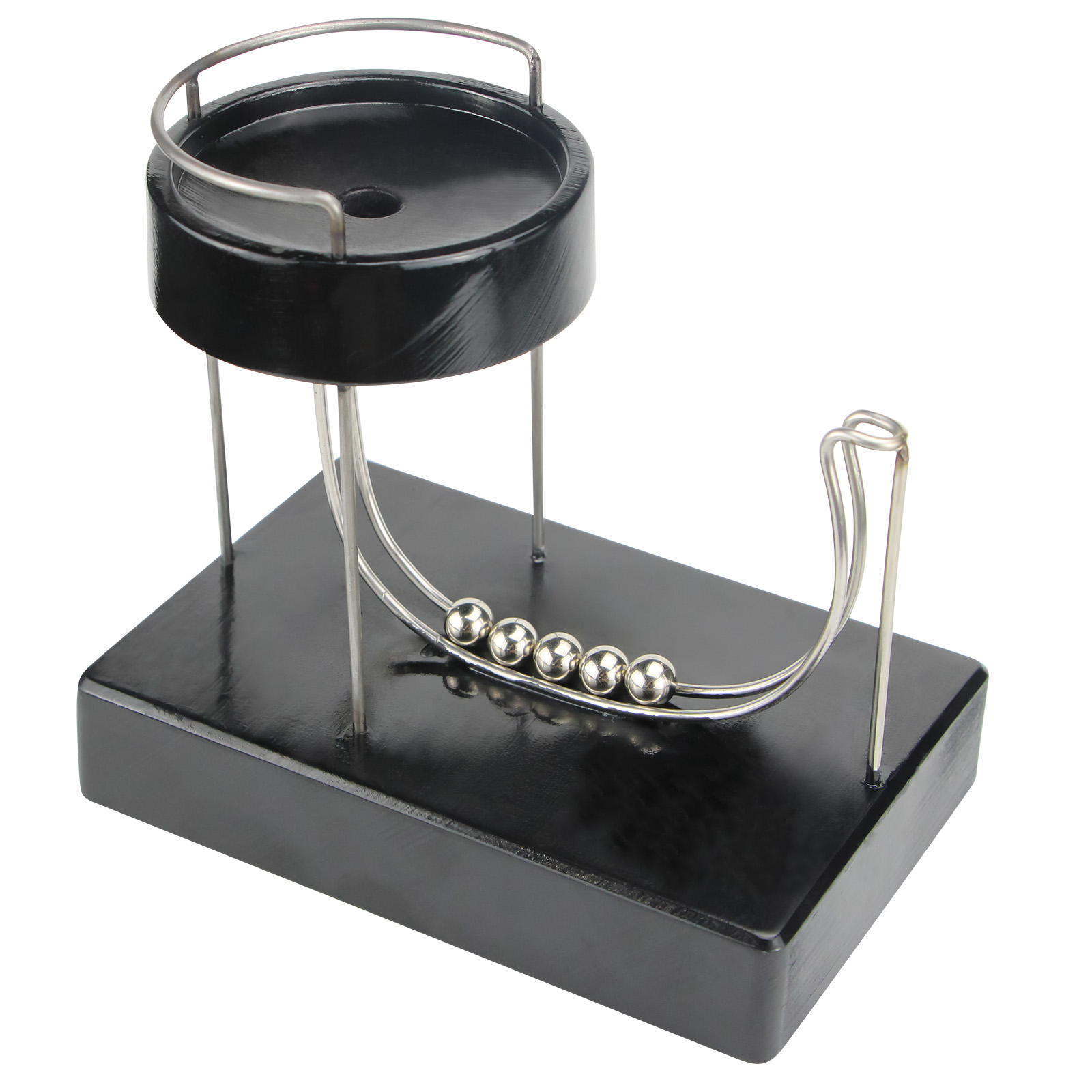 Newton Cradle Large - 黒の永久的なプラスチックマシン,動きのあるモダンな木製ストライプの装飾,無限のジャンプテーブルのおもちゃ,家の装飾