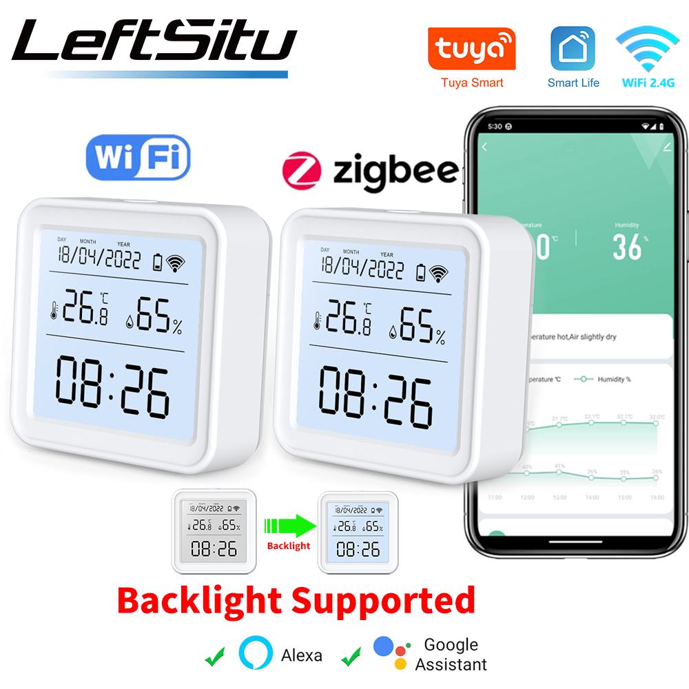 Tuya Zigbee WiFi 温度湿度センサー湿度計温度 - Weather Station Indoor のレビューと価格