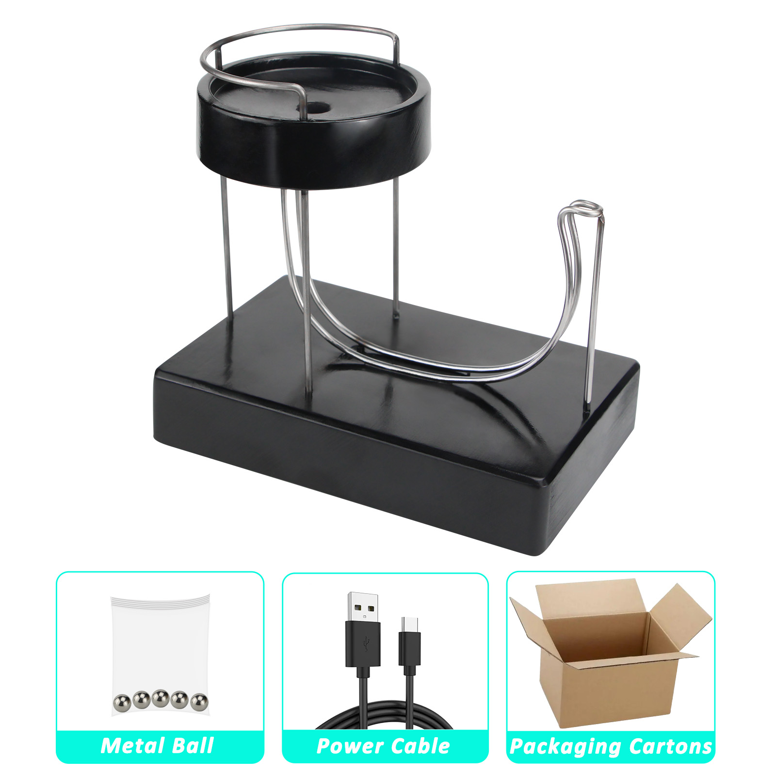 黒の永久的なプラスチックマシン,動きのあるモダンな木製ストラ - Newton Cradle Large のレビューと価格