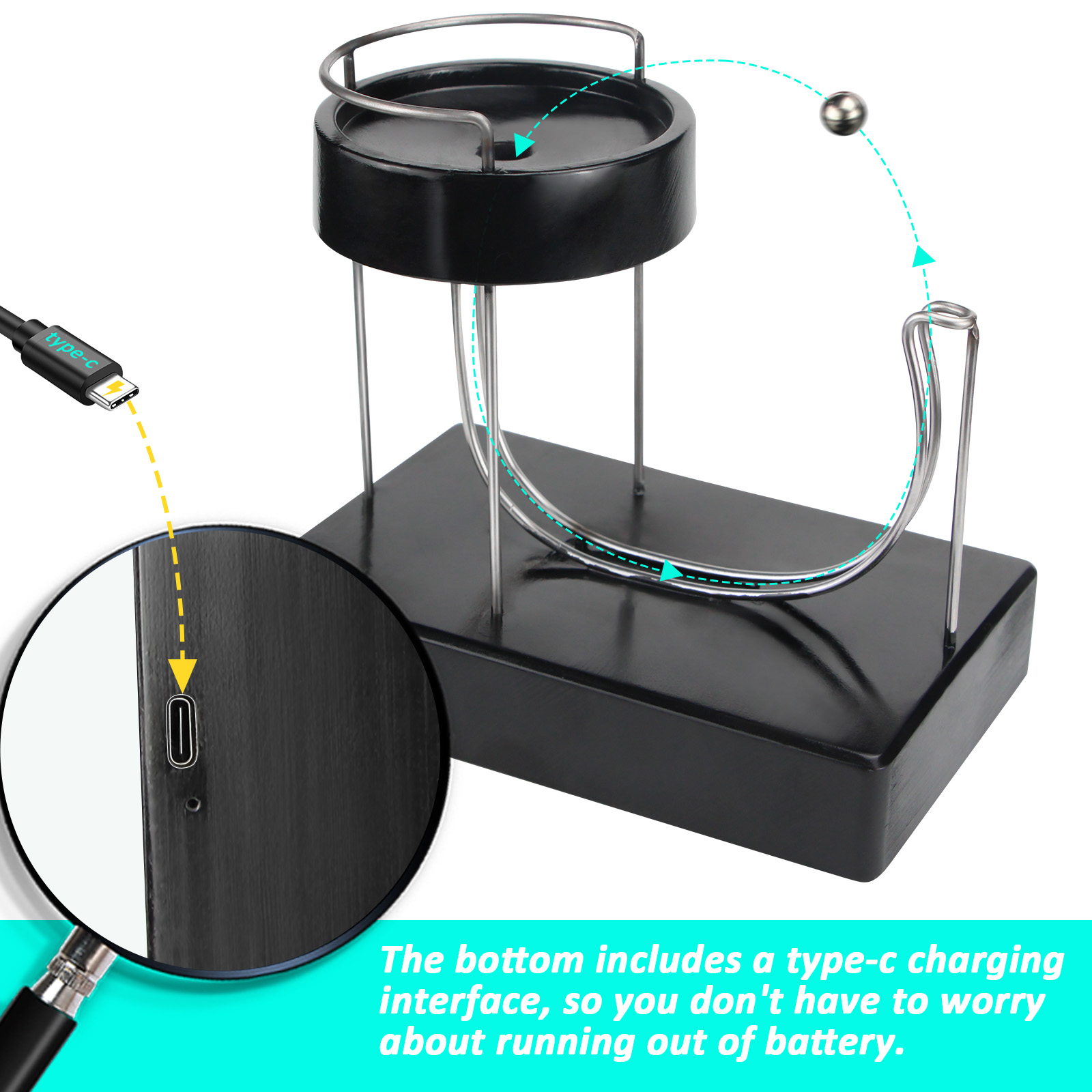 黒の永久的なプラスチックマシン,動きのあるモダンな木製ストラ - Newton Cradle Large のレビューと価格