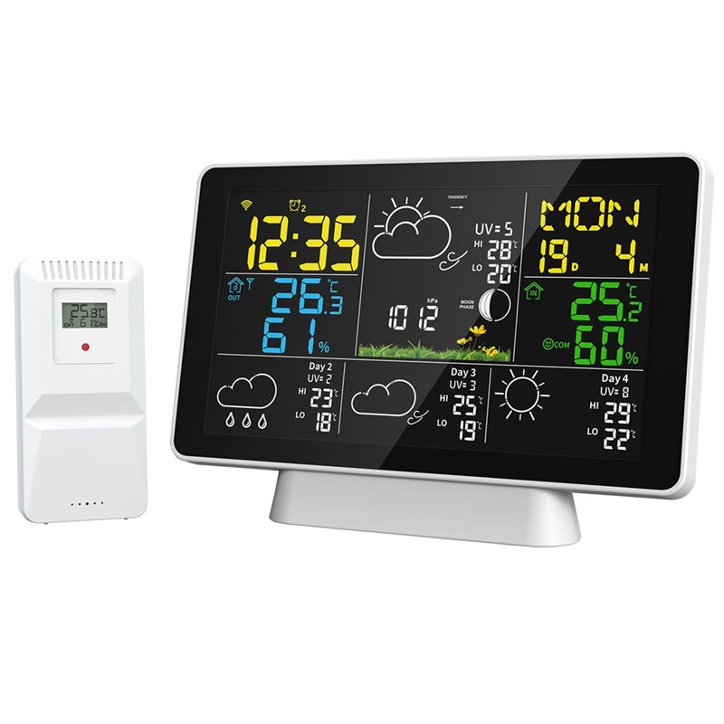 AEE8-LCD 気象観測所ワイヤレスデジタル温度計屋内/屋 - Weather Station Indoor のレビューと価格