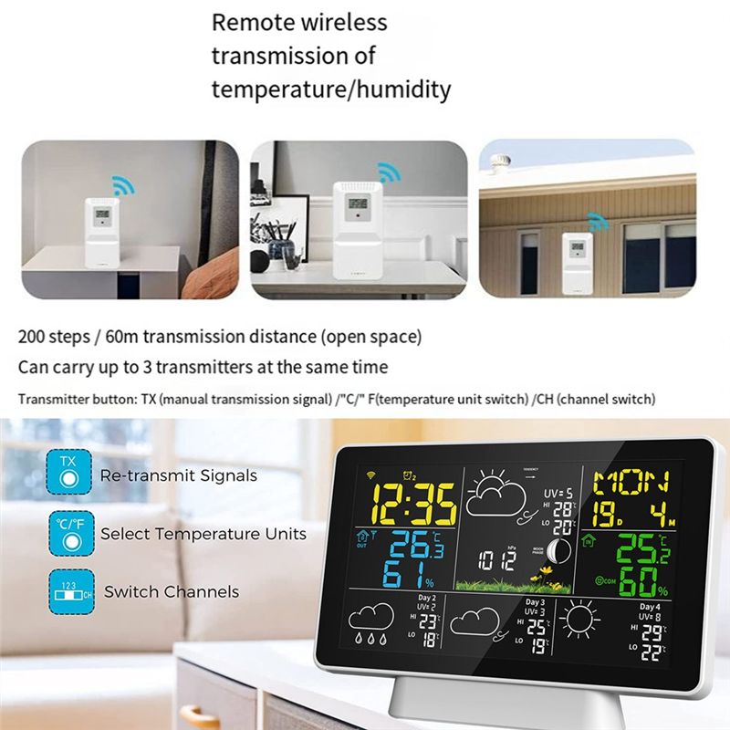 AEE8-LCD 気象観測所ワイヤレスデジタル温度計屋内/屋 - Weather Station Indoor のレビューと価格